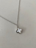 Clover Necklace - Silver & White