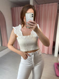 Jessie Shirred Top - White