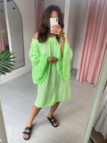 Sophia Cheesecloth Dress - Neon Green