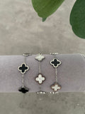 Clover Bracelet - Silver & White