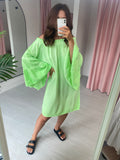 Sophia Cheesecloth Dress - Neon Green