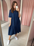 Tiered T-shirt Dress - Navy