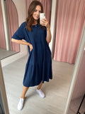 Tiered T-shirt Dress - Navy