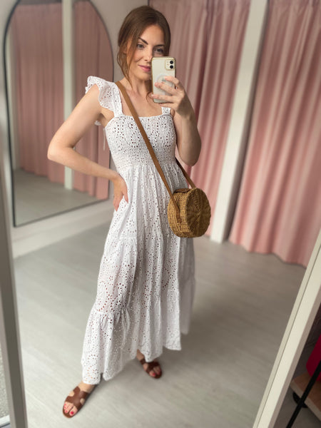Emma Broderie Anglaise Dress - White