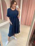 Tiered T-shirt Dress - Navy