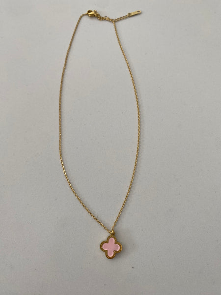 Clover Necklace - Gold & Pink