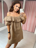 Off Shoulder Dress - Tan