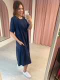 Tiered T-shirt Dress - Navy