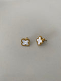 Clover Earrings - Gold & White