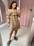 Off Shoulder Dress - Tan