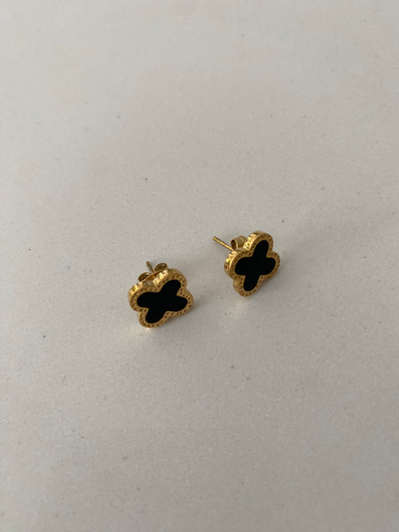 Clover Earrings - Gold & Black