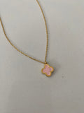 Clover Necklace - Gold & Pink