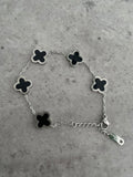 Clover Bracelet - Silver & Black