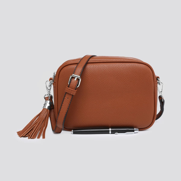 Crossbody Bag Silver Hardware - Tan