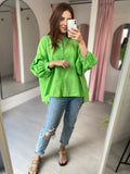 Balloon Sleeve Shirt -  Green