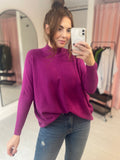 V Front High Neck Jumper - Violet