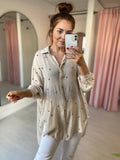 Oversized Spot Sequin Shirt - Stone