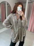 Oversized Sequin Shirt  - Champagne