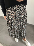 Leopard Print Midi Skirt - Cream