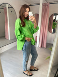 Balloon Sleeve Shirt -  Green