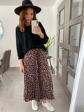Leopard Print Midi Skirt - Tan