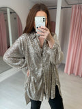 Oversized Sequin Shirt  - Champagne