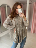 Oversized Sequin Shirt  - Champagne