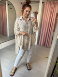 Oversized Spot Sequin Shirt - Stone