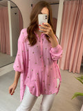 Oversized Spot Sequin Shirt - Pink