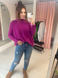 V Front High Neck Jumper - Violet