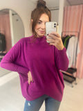 V Front High Neck Jumper - Violet