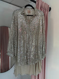 Oversized Sequin Shirt  - Champagne