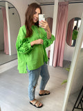 Balloon Sleeve Shirt -  Green