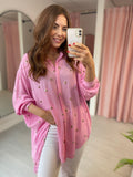 Oversized Spot Sequin Shirt - Pink