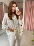 Oversized Spot Sequin Shirt - White