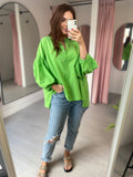 Balloon Sleeve Shirt -  Green