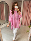 Oversized Spot Sequin Shirt - Pink