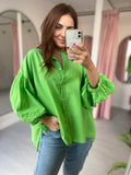 Balloon Sleeve Shirt -  Green