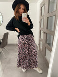 Leopard Print Midi Skirt - Pink