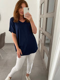 Basic V Neck T Shirt  - Navy