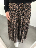 Leopard Print Midi Skirt - Tan