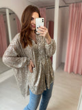 Oversized Sequin Shirt  - Champagne