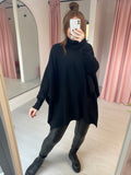 Poncho Roll Neck Jumper - Black