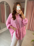 Oversized Spot Sequin Shirt - Pink