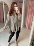 Oversized Sequin Shirt  - Champagne